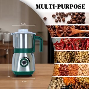Kitchen Grinder | 500W Electric Mill | Grinds Spices, Nuts, Grains, Coffee | 3 Stainless Steel Blades | Wet & Dry Use