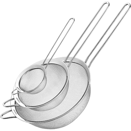 3 Stainless Steel Sieves Easily Sift And Strain Out Grit